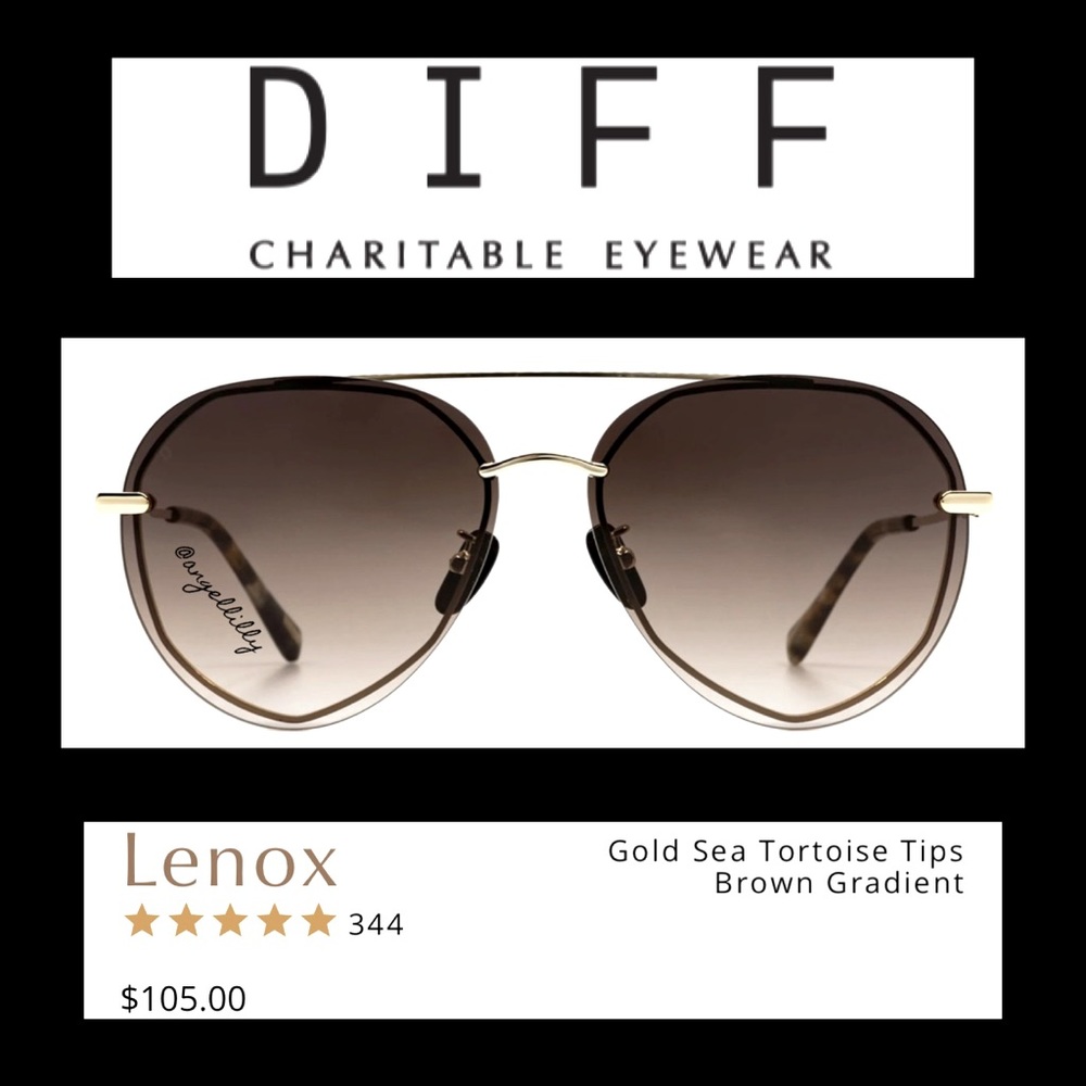 DIFF Eyewear Gold Sea Tortoise Tips Brown Gradient Sunglasses